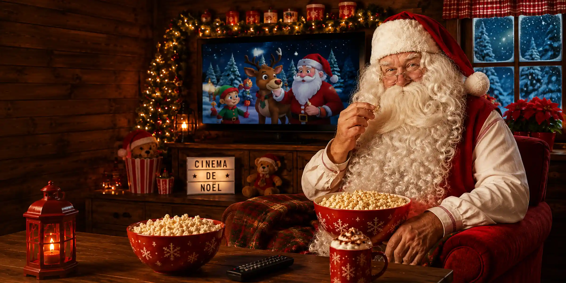 Le Père Noël dans son espace cinéma