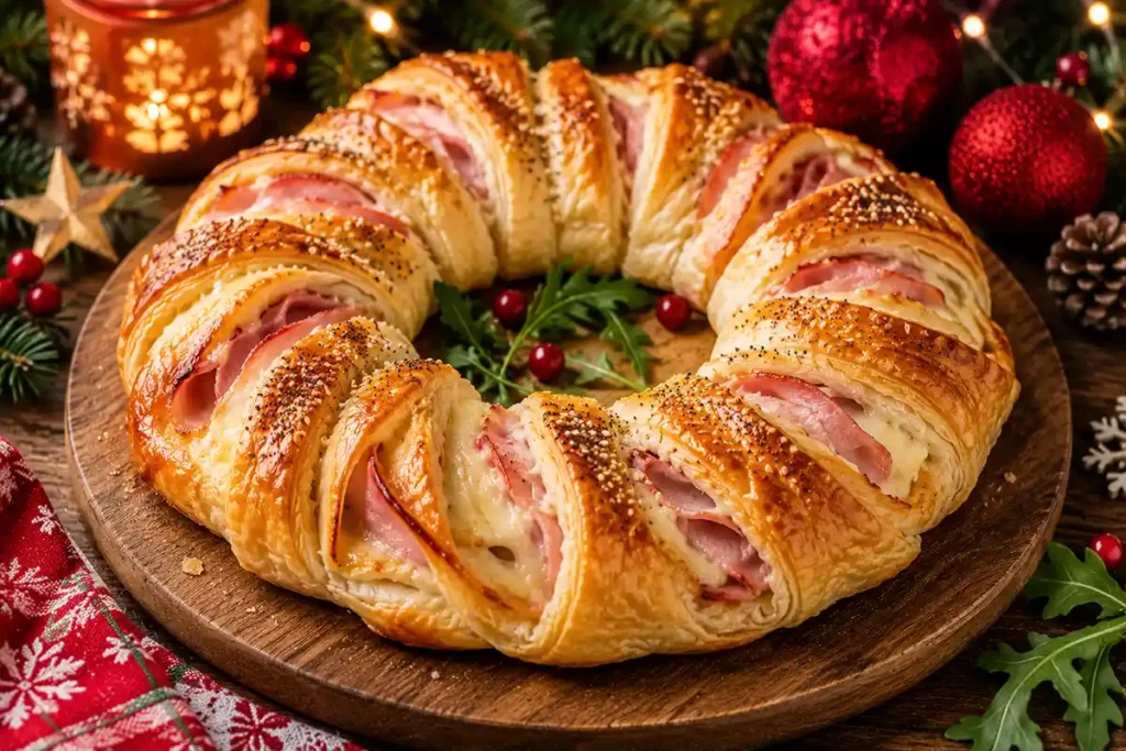 Couronne feuilletée jambon-fromage