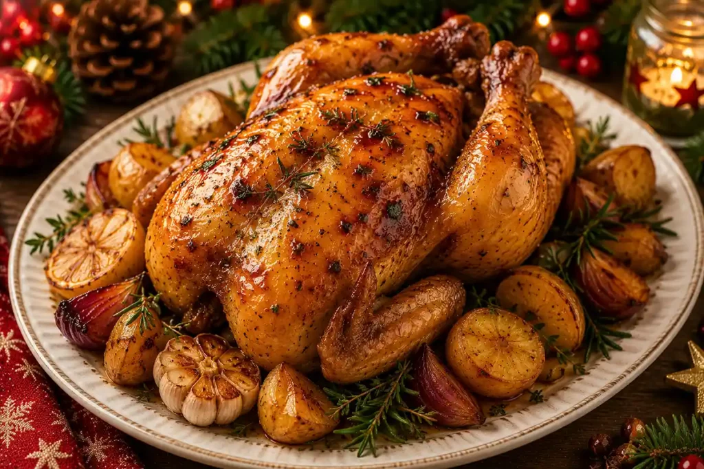 Poulet rôti au miel et aux herbes