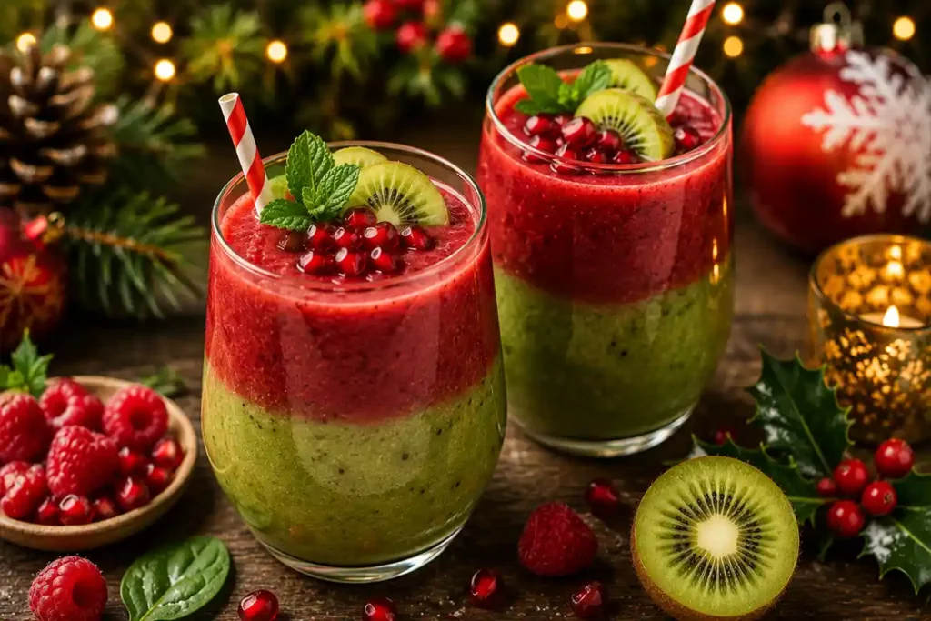 Smoothie rouge et vert de Noël